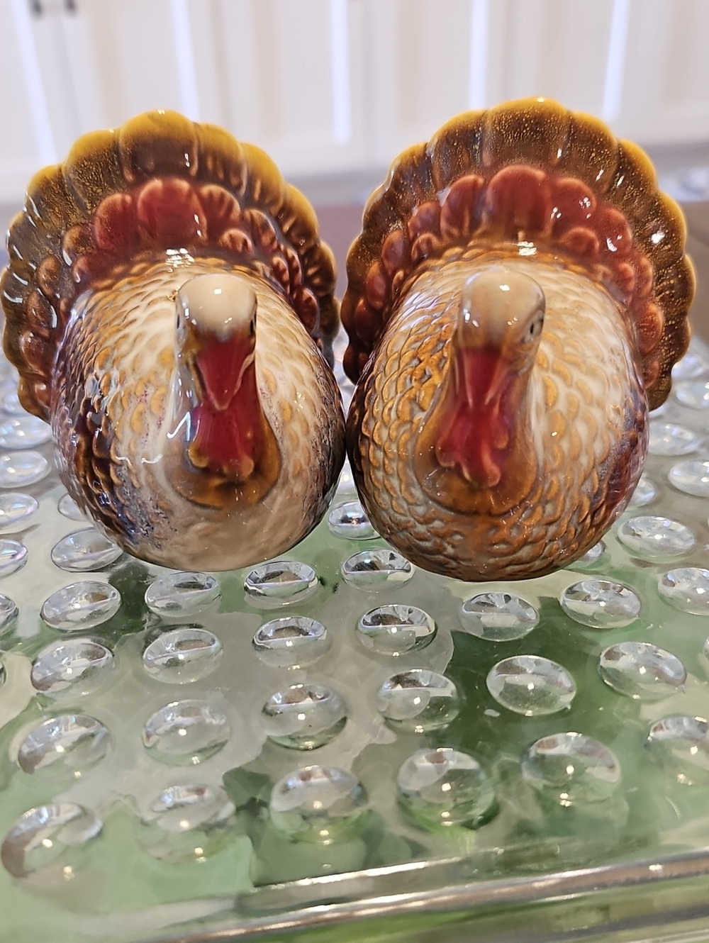 Vintage Ceramic Turkey Salt & Pepper Shakers - Brown and Red